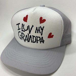 I luv my grandpa hat gray white snapback adjustable headwear mesh trucker cap